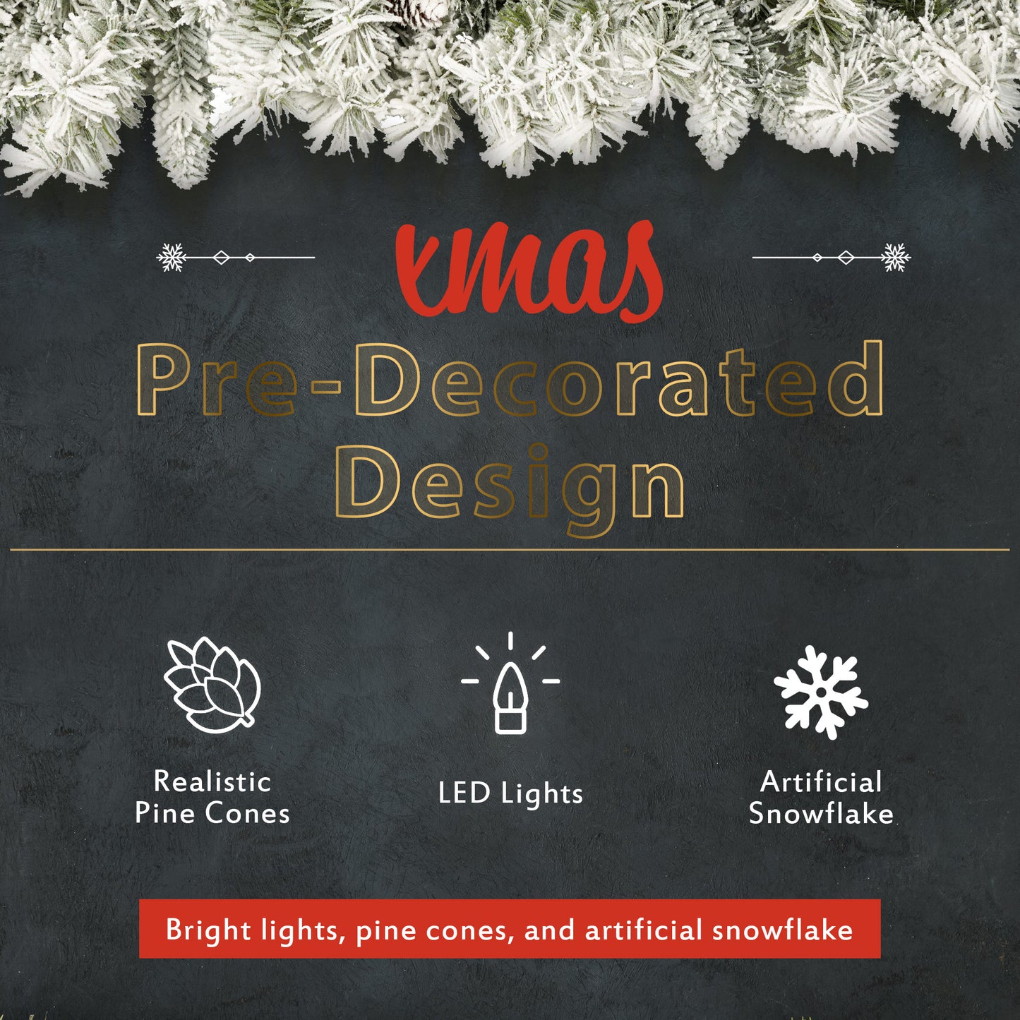 Copy of A set of 4 artificial Christmas trees, including flower garlands, flower garlands, and 2 entrance trees, with LED lights