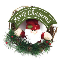 Christmas Wreath Santa Snowman Artificial Garland Rattan Ring Pendant Christmas Door Hanging Christmas Xmas Navidad Decorations