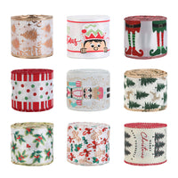 Christmas decoration ribbon, cedar pattern printed ribbon, bow tie, Christmas decoration ribbon, holiday ribbon