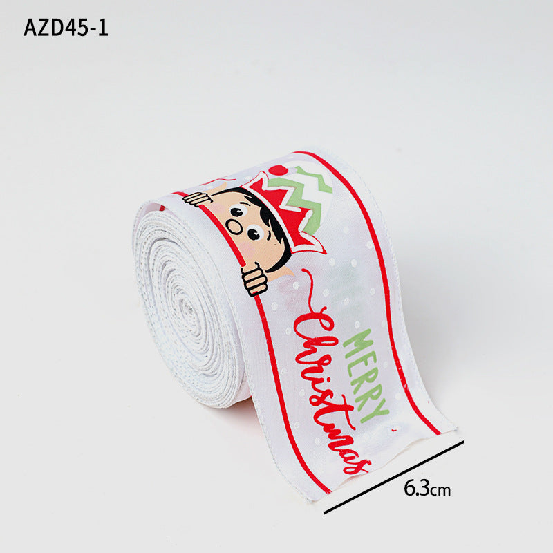 Christmas decoration ribbon, cedar pattern printed ribbon, bow tie, Christmas decoration ribbon, holiday ribbon