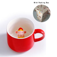 Christmas Mug Coffee Milk Breakfast Mug Snowman Santa Claus Cartoon Ceramics Cup 3D Animal Christmas Gift Cup for Friend Family