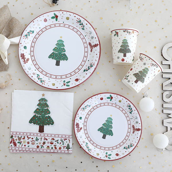 Christmas Decoration Party Theme Tableware Set Disposable Paper Plate Christmas Supplies Christmas Tree Plate