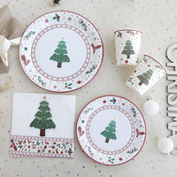 Christmas Decoration Party Theme Tableware Set Disposable Paper Plate Christmas Supplies Christmas Tree Plate