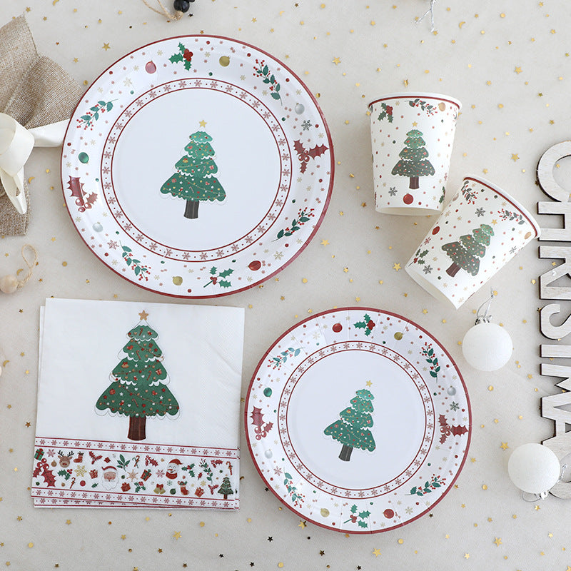 Christmas Decoration Party Theme Tableware Set Disposable Paper Plate Christmas Supplies Christmas Tree Plate
