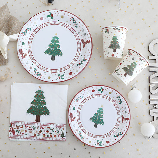 Christmas Decoration Party Theme Tableware Set Disposable Paper Plate Christmas Supplies Christmas Tree Plate
