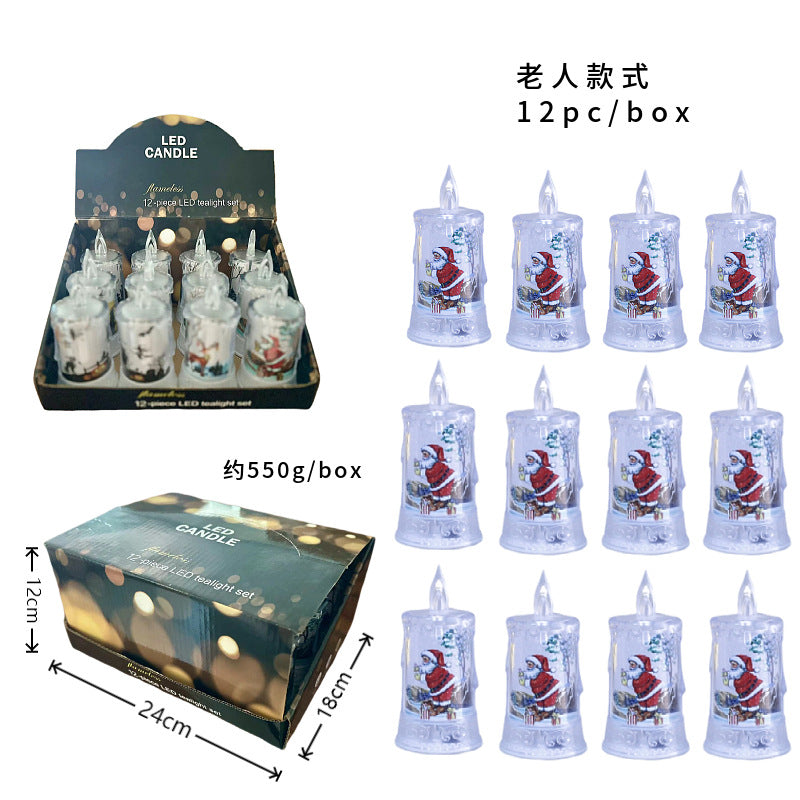 Christmas led electronic candle light Christmas snowman elk decoration luminous night light atmosphere light ornaments