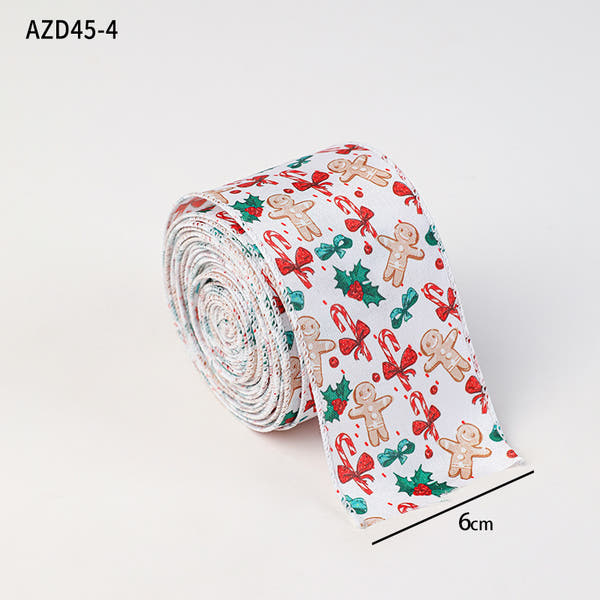 Christmas decoration ribbon, cedar pattern printed ribbon, bow tie, Christmas decoration ribbon, holiday ribbon