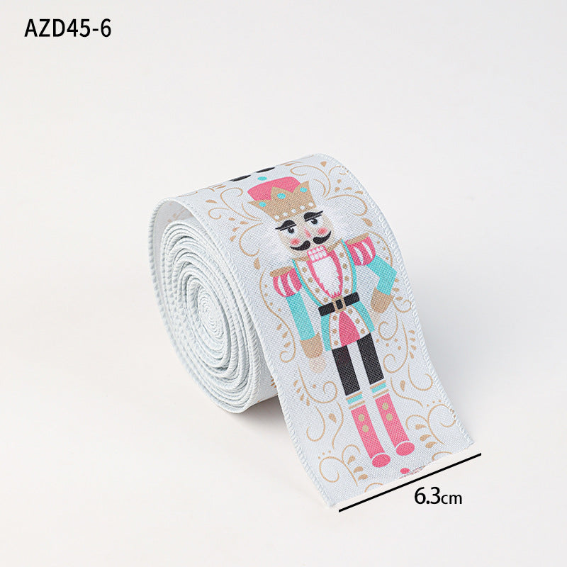 Christmas decoration ribbon, cedar pattern printed ribbon, bow tie, Christmas decoration ribbon, holiday ribbon