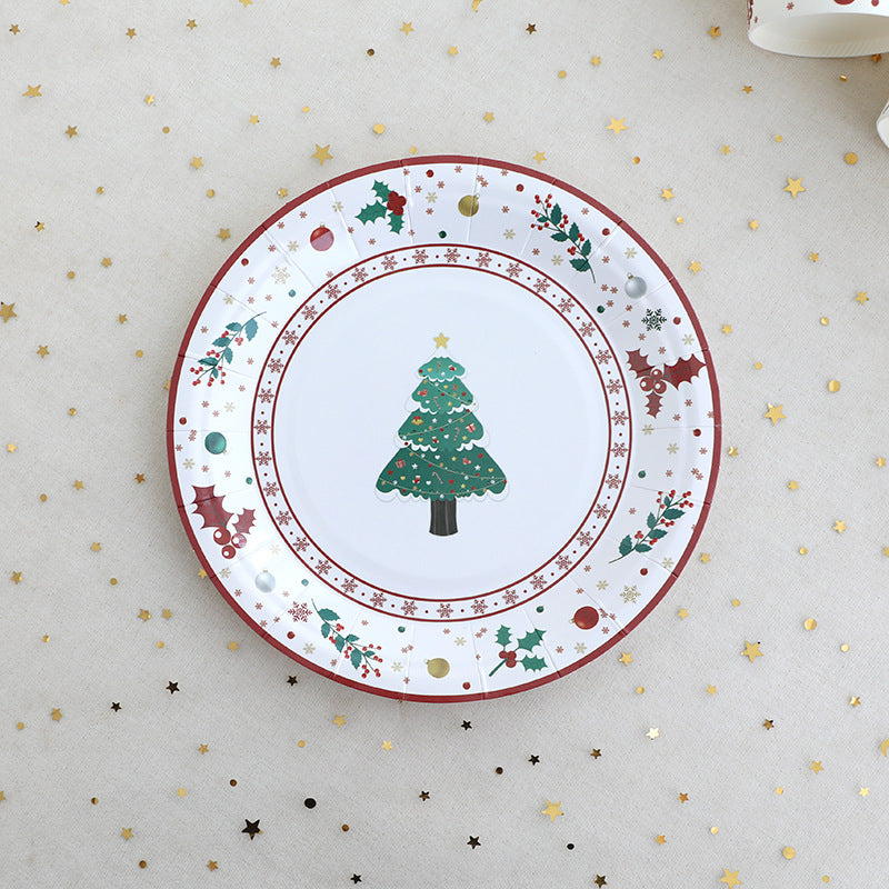 Christmas Decoration Party Theme Tableware Set Disposable Paper Plate Christmas Supplies Christmas Tree Plate