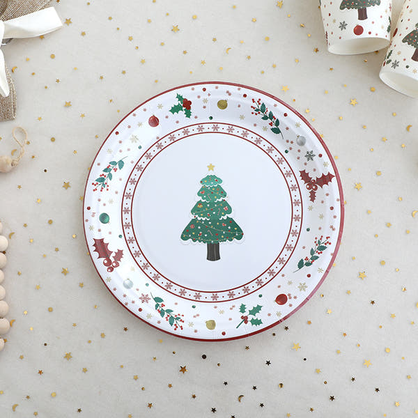 Christmas Decoration Party Theme Tableware Set Disposable Paper Plate Christmas Supplies Christmas Tree Plate