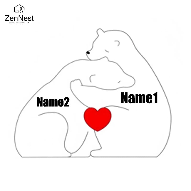 Artistic Wooden Puzzles, Little Bear Family Personalized Name Puzzles, Thanksgiving Christmas Gifts, Home Tabletop Decorations