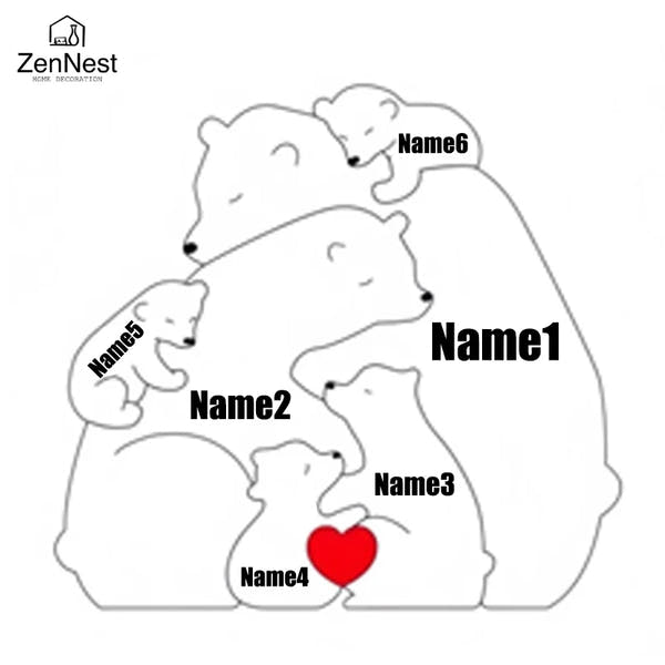 Artistic Wooden Puzzles, Little Bear Family Personalized Name Puzzles, Thanksgiving Christmas Gifts, Home Tabletop Decorations