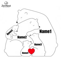 Artistic Wooden Puzzles, Little Bear Family Personalized Name Puzzles, Thanksgiving Christmas Gifts, Home Tabletop Decorations