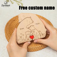 Artistic Wooden Puzzles, Little Bear Family Personalized Name Puzzles, Thanksgiving Christmas Gifts, Home Tabletop Decorations