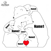 Artistic Wooden Puzzles, Little Bear Family Personalized Name Puzzles, Thanksgiving Christmas Gifts, Home Tabletop Decorations