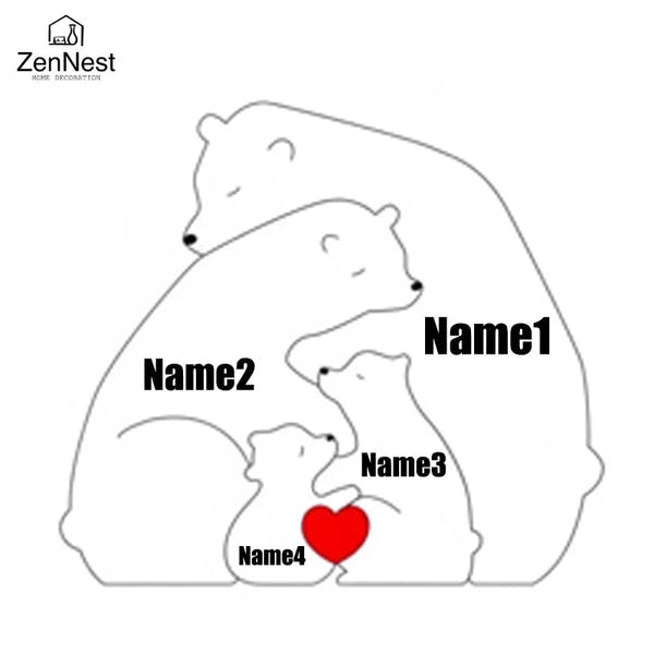 Artistic Wooden Puzzles, Little Bear Family Personalized Name Puzzles, Thanksgiving Christmas Gifts, Home Tabletop Decorations