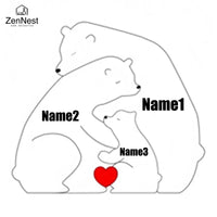 Artistic Wooden Puzzles, Little Bear Family Personalized Name Puzzles, Thanksgiving Christmas Gifts, Home Tabletop Decorations